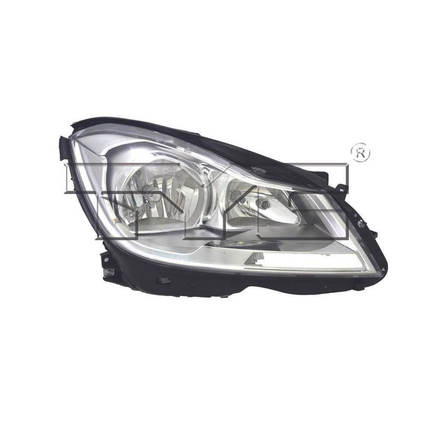 Mercedes Headlight Assembly - Passenger Side (Halogen) (Chrome Bezel) (NSF) 2048205459 - TYC 209273001